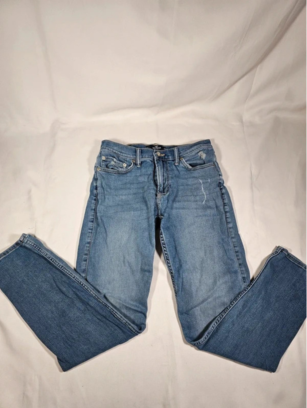 Hollister California men's medium wash distressed skinny denim jeans size 30x32